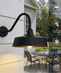 Gooseneck Barn Light With 15 Inch Arm Dusk To Dawn Outdoor Porch Fixture Vintage Rustic Exterior Lighting for house patio.