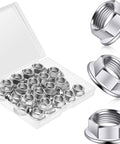 32 Piece Rock Solid Heavy Duty Stainless Steel Hex Flange Locking Nuts M10 X 1.25 in clear storage case, rust resistant, precision machined.