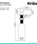 Technical diagram of Spot Free Stainless Steel Soap And Lotion Dispenser With Self Priming Pump dimensions and capacity details.