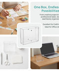 Dual Sided Clear Acrylic Label Roll Dispenser Featuring A Smooth Pull Through Tray Straight Up The Sleek Desktop Organizer for shipping tags and crafting supplies.