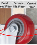Heavy Duty 3/4/5in Swivel Caster Wheels Set of 4 360° Industrial PU Silent Threaded Stem Casters for Shopping Carts Furniture and Equipment (10x30mm) close-up on red wheel.