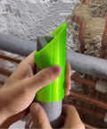 Hands using a green tool from the 6 Piece Foam Pipe Cutter Set For Easy Foam Pipe Insulation Cutting At Home And In Industrial Settings