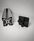 End Caps For 4040 Aluminum Extrusion Profile 40x40mm Snug Fit With Four Point Contact Thick And Stronger Material T Slot Style Made In USA Heavy Duty Construction For Maximum End Cap Durability shown with profile and cap.
