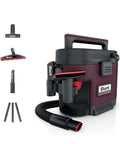 MessMaster Portable Wet Dry Vacuum One Gallon Capacity With True Grip Accessory Suite Corded For Pets And Cars Ultra Powerful Suction For Tough Wet And Dry Messes Burgundy UV105 with accessories