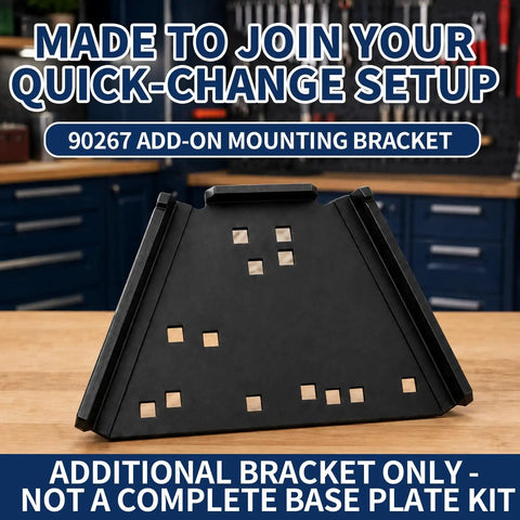 90267 add-on mounting bracket for Quick Release Bench Plate Kit For Lee Precision Reloading Press, compact design in black.