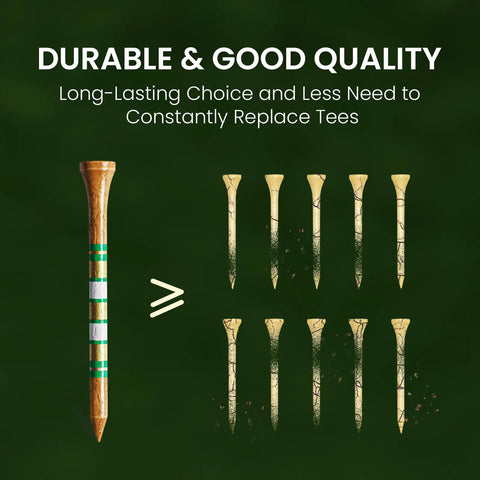 Western Birch Wood Golf Tees 100 Pack With Four Lengths 1.5 Inch, 2 Inch, 2.75 Inch, 3.25 Inch Durable Stable Tees With Smooth Surface