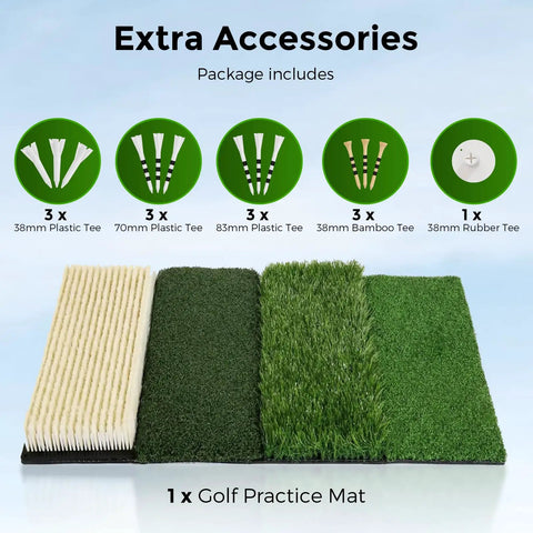 4 In 1 Foldable Heavy Duty Golf Hitting Mat With Sand And Tee Turf, Anti Slip Backing, additional tees included