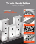 VEVOR 6Pcs Electric Rebar Cutter Replacement Jaw Blades For 22mm #7 Steel Rod CR12MOV showing cutting materials, screws, and steel types.