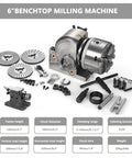 Universal Indexing Head For Milling Machines Built To Crush Precision Jobs With Smooth 4 5 6 Inch Chuck Mount Integrated Tailstock Heavy Duty Dividing Plates And Top Shelf Vertical Horizontal Adjustment on a 6" Benchtop Milling Machine