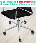 Office chair with wheels featuring Three Inch Casters With 5/16-18 UNC Threaded Stem Two Casters With Brake Lock And Three Without Locking