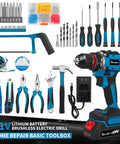 21V Brushless Cordless Drill Set With Fast Charging 2Ah Batteries Heavy Duty Power Drill And Screwdriver Kit For Home Reno Garden And DIY Projects 119 Piece