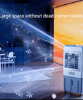Beat The Sweltering Summer Heat With This Solid 3 In 1 Evaporative Air Cooler in a bright room with airflow and cooling effect.