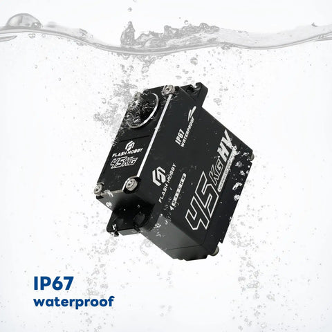 Heavy Duty Waterproof Coreless RC Servo 45Kg Torque 0.11 To 0.12 Seconds At 8.4V Digital Servo With Aluminum Case in water