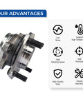 Front view of Front Wheel Hub And Bearing Assembly For 2007 To 2012 Nissan Sentra 2.0L With ABS Top Notch Replacement Hub Unit Precision Machined