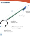 36 inch reacher grabber tool with ergonomic grip and magnet for easy yard cleanup and trash pickup, ideal for seniors and hard-to-reach items.