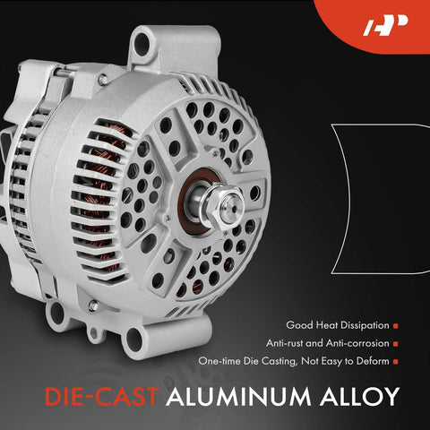 12V 130A Alternator For Ford F-150 F-250 F-150 Heritage F-Super Duty Explorer Ranger E-350 Econoline Club Wagon Mazda B4000 Clockwise Rotation Without Pulley, die-cast aluminum body.