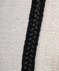 Close-up of black braided rope from Four Piece Boat Mooring Lines Set Made From Marine Grade PP With Fray Resistant Eye Loop Ties Heavy Duty
