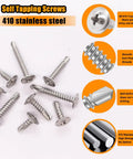 Self Tapping Screws Kit For Metal 1095 Piece Assortment In 410 Stainless Oxide Finish With Truss Head And Phillips Pan Head No Pre Drill