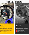 Comparison of new and old rear driver and passenger side brake cluster with shoes for TXT Medalist 1996+ and Yamaha 1993+.