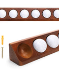 Solid Wood Golf Ball Display Case With Walnut Finish, Wall Mount Or Desktop Holder For Six Balls, Elegant Office Decor
