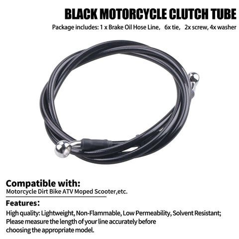 Hydraulic Brake And Clutch Line Hose Kit For Motorcycles Dirt Bikes ATVs Mopeds And Scooters Ride Ready 1.5m Long With 28 Degree Bend 10mm Joint And 2 Banjo Bolts M10x1.25 For Replacement Upgrade