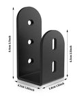 Front view of Heavy Duty Door Security Bar Barricade Bracket For 2 By 4 Lumber Steel U Bracket with measurements