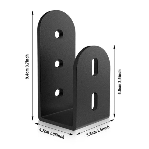 Front view of Heavy Duty Door Security Bar Barricade Bracket For 2 By 4 Lumber Steel U Bracket with measurements