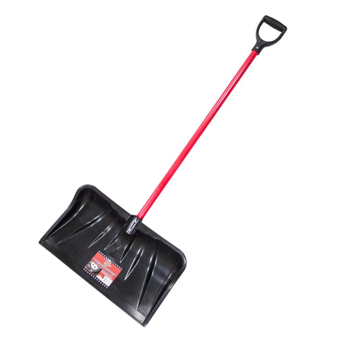 Beast Of A Snow Shovel With Wide Scoop And Fiberglass D-Grip For Driveways, heavy duty steel blade, ergonomic handle, 22 inch