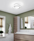 Low Profile Round LED Ceiling Light 32W Sleek Modern Fixture For Bedroom Hallway And Corridor, Cool White 6000K in bathroom setting