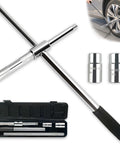 Heavy Duty 25 Inch Extended Lug Wrench Set With 4 Way Tire Iron And Half Inch Drive Includes 17mm 19mm 21mm And 23mm Sockets Lug Nut Remover