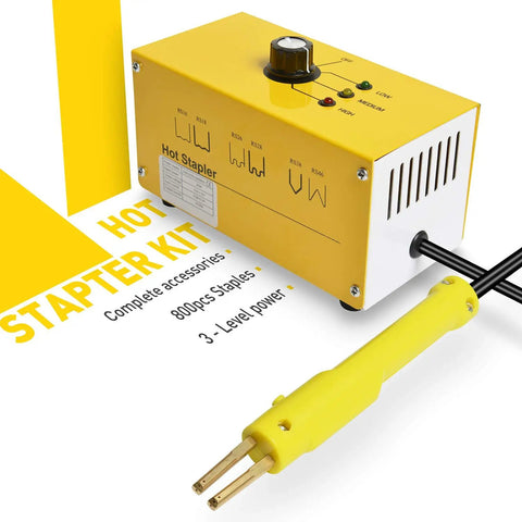 Plastic Welder Hot Stapler Kit With 800 Staples for Bumper Crack Repair 110V, showing unit with control panel.