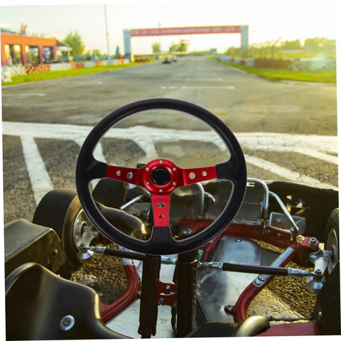 Universal 14 Inch PU Racing Steering Wheel With Horn Button Red Drift Style For Car Truck Golf Cart And Simulator Use