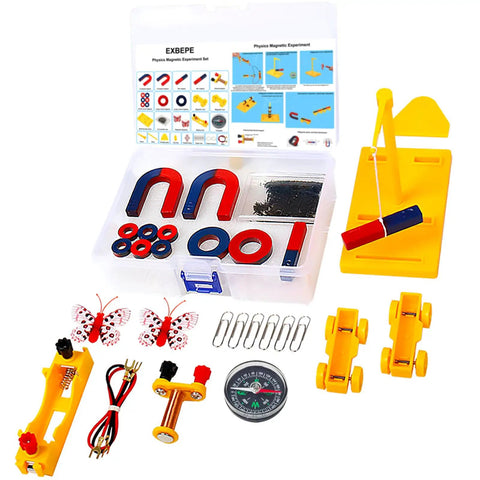 Magnet Kit for Physics Experiments 38 Piece Lab Set With Electromagnet Horseshoe Bar And Ring Magnets Magnetic Levitation Cars