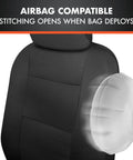 Faux Leather Car Seat Covers Full Set For SUVs And Trucks Front And Rear Split Bench Black Airbag Compatible shown deployed