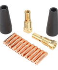 Gasless Flux Core Nozzle Tips Kit For Mig Welders, 15 Piece Set With 0.039 Inch Electrodes, includes nozzles, diffusers, copper tips