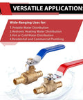 Pack Of 10 Half Inch Pex Brass Full Port Shut Off Ball Valve For Hot And Cold Water With Red And Blue Handles UPC Certified image