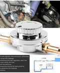 Universal 1 To 5 PSI Fuel Pressure Regulator For Carburetors With Zinc Alloy Body and fittings installed in engine bay