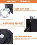 Heavy Duty Pulley Wheel For Home Gym Built Tough With ABS Alloy Construction, 440 Lb Capacity, 360 Degree Rotating Cable Wheel For Lat Pulldown And Full Body Workouts, Smooth Glide And Versatile Cable Training Accessory For Gains. cast iron ring and mounting bracket details
