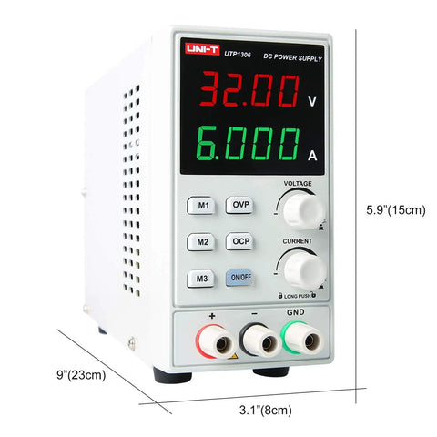 Front view of Variable DC Power Supply For Bench Use With 32V 6A Output OVP OCP OTP Protection 4 Digit LED Display UTP1306