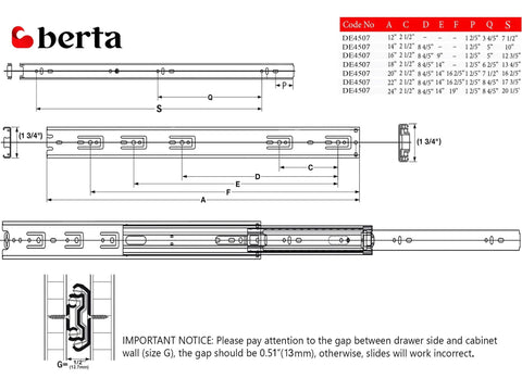 Diagram of Soft Close 16 Inch Drawer Slides Set With Ball Bearing Full Extension Side Mount 100 Lb Capacity Heavy Duty
