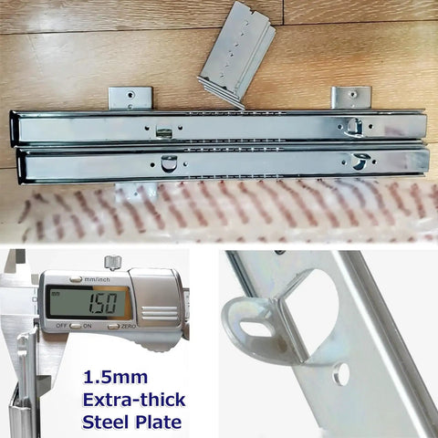 Heavy Duty Keyboard Shelf Slides For Under Desk Setup With Adjustable Height Bracket And Ball Bearing Extension Rails 35cm