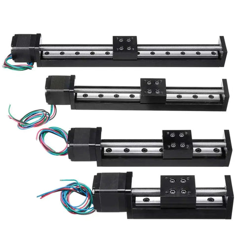 Heavy Duty Linear Actuator Stepper Motor With Precision Guide Rail For Cnc And 3D Printers Smooth Gliding Motion Slide T6 Ball Screw units with wires visible