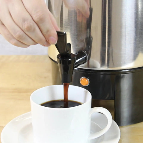 30 Cup Coffee Urn With Automatic Temperature Control And Fast Cup Per Minute Brewing Easy Cleanup In Basket Measuring Guide Ready Light