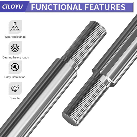 Beefed-Up Heavy Duty Steel 44 Inch Go Kart Live Axle Kit With 1 Inch Bore shown with fine thread and step down ends