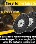 2 Pack 4.5 Inch Angle Grinder Backing Pad With 5/8-11 Thread, Ribbed Turbo Pad shown against a graphic background, close-up view