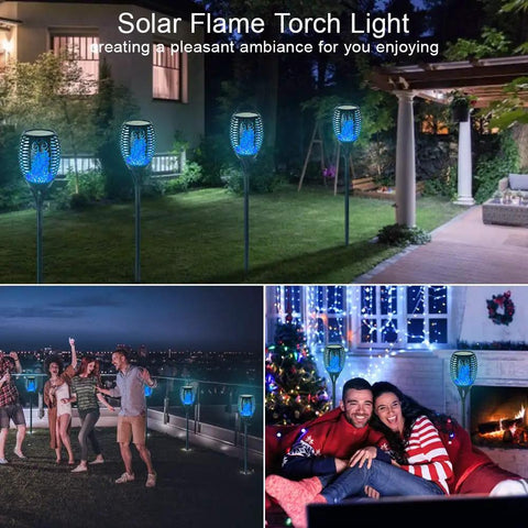 Outdoor Solar Torch Lights 4 Pack With 99 LED Flickering Flame IP65 Waterproof Garden Yard Decor Realistic Torch Effect