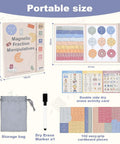 Hands On Fraction Learning Puzzle Set With Magnetic Tiles And Fraction Circles For Kids, Kid Friendly Math Manipulatives, storage bag and dry erase marker shown