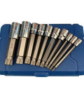 Premium 10 Pc Impact Socket Set With Spline Wrench Heads In 1 4 3 8 And 1 2 Inch Sizes Featuring Heavy Duty 12 Point Teype Design For Rusted Bolts Plus Torx Bits For Major Auto Projects, blue case