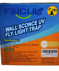 Silent Wall Sconce Fly Light Trap Kills Mosquitoes Moths And Gnats With Uv Glue Boards Quiet Indoor Pest Control box packaging with specifications.