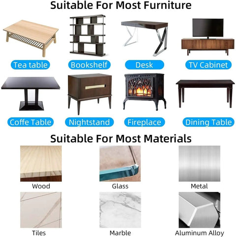Clear Furniture Edge Protector Strips Ultra Soft Premium Polymer Corner Bumpers displayed with various furniture types.